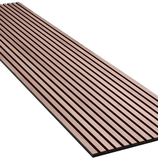 Akustikpaneele Walnuss mit schwarzem MDF und schwarzem Filz, montiert an ere dunkle Wand. Die edle Maserig vom Walnussholz bringt Wärmi und Stil i jedes Zuhause. Ideal für d’Verbesserig vo dä Raumakustik und ä modernes Designkonzept.