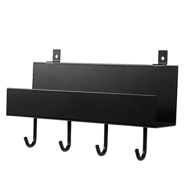 Schwarzes Regal für Akustikpaneele mit 4 Haken, 215 mm