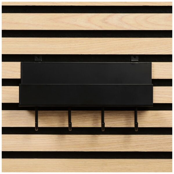 Schwarzes Regal für Akustikpaneele mit 4 Haken, 215 mm