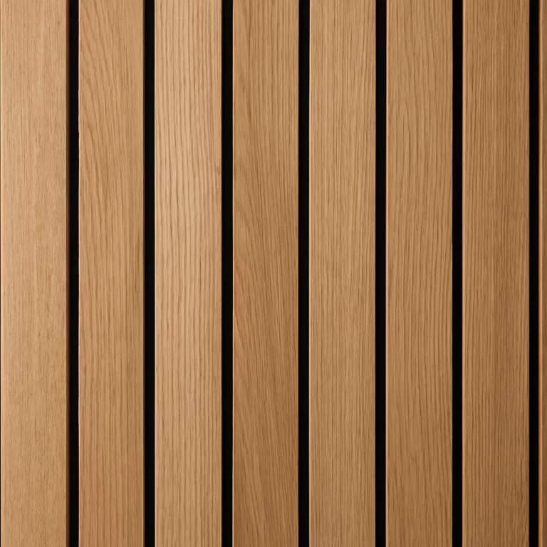 Detailaufnahme von Holz-Akustikpaneelen als Teil einer Schallisolation Wand – elegante Lösung zur effektiven Reduzierung von Lärm und Verbesserung der Raumakustik.